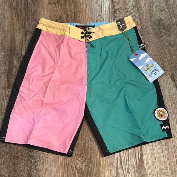 Billabong x The Simpsons Krusty beard Lo Tides Boardshort Multi Size 27 NWT - Picture 1 of 7